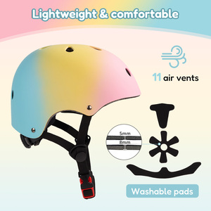 Casque de vélo dégradé pour enfants, coque ABS, 11 aérations, casque de sécurité réglable pour vélo, skateboard, scooter, patins à roulettes, sports - Product Image 4