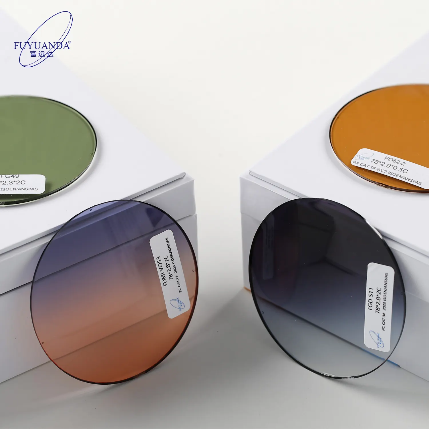 Cr39 Triple Colors Gradient Tinted Coating Lens PC Polycarbonate Sunglasses Lenses
