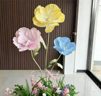Dekorasi Latar Belakang Jendela Mal Bunga Poppy Lily Raksasa Kertas Buatan Pabrik Bunga Buatan Grosir