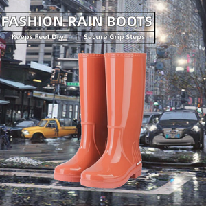 Bottes de pluie hautes tendance, imperméables, antidérapantes, en PVC, unisexes, avec semelle intérieure en EVA - Product Image 2