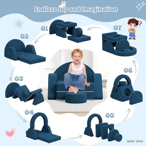 Canapé-lit modulaire pour enfants 7 pièces, fauteuil pour tout-petits avec housse zippée, pour une joie et une imagination sans fin dans la salle de jeux - Product Image 6