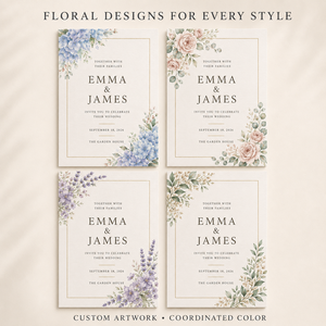 Cartes d'invitation <span class=keywords><strong>de</strong></span> <span class=keywords><strong>mariage</strong></span> florales en aquarelle assorties, cartes personnalisées à motifs floraux multiples pour l'annonce <span class=keywords><strong>de</strong></span> la cérémonie <span class=keywords><strong>de</strong></span> <span class=keywords><strong>mariage</strong></span> - Product Image 2