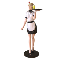 Statue de serveur en résine personnalisée Figurine de serveur servant de majordome pour restaurant grandeur nature et décoration intérieure