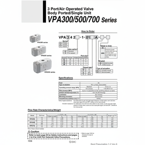 Modèle de soupape de commande pneumatique SMC Pneumatics VPA742-1-04NA - Product Image 1