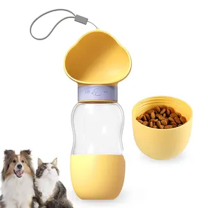 12 oz Portable Leak Proof Pet Water Drinking Dispenser With Food Container Plastic Dog Travel Water Bottle Custom Logo