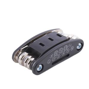 Llave de Bicicleta Plegable Multifuncional Personalizable 16 en 1, Herramienta de Reparación para Bicicletas de Montaña, Acero Negro - Product Image 5