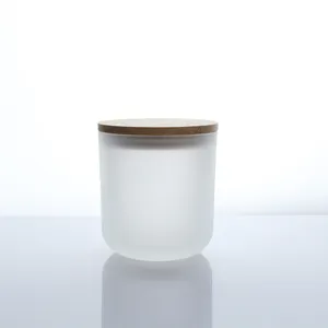 16oz Semitransparent Candle Jar Translucent Glass Candle Jar With Lid White Frosted Glass Jar