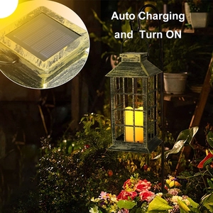 Linterna Solar Vintage Grid Plus, Lámpara Colgante para Exteriores, Impermeable, con LED Intermitente, Luz Nocturna Cálida Amarilla para Decoración Navideña - Product Image 4