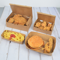 Contenants alimentaires jetables écologiques en papier kraft pour poulet frit, sushis, frites et desserts - Emballage à clapet avec pelliculage mat