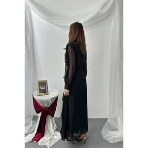 Ensemble de robes de soirée en mousseline de soie noire à volants en gros - Product Image 5