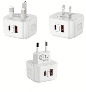 Wholesale Mini 20W UK US EU <b>Plug</b> Qc3.0 Quick Charger Pd 20W Phone Charger Dual Ports USB-<b>C</b> Fast Wall Charger <b>Adapter</b> for Phone - Product Image 1