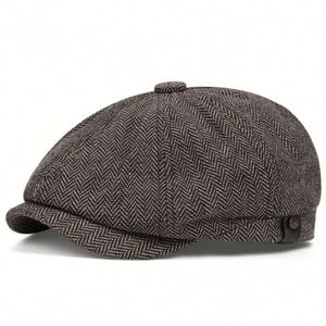 Casquette plate vintage en tweed, style gavroche, 8 panneaux, sport décontracté, toutes saisons, unisexe, pour hommes, vente en gros - Product Image 5