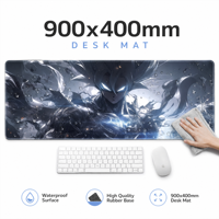 Tapis de souris XXL personnalisé en caoutchouc, motif dessin animé anime abstrait, tapis de bureau gaming avec bords cousus, imperméable pour ordinateur