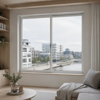Fenêtre coulissante en aluminium à rupture de pont thermique, classe A4, résistance au vent, fenêtre à double vitrage économique pour appartement