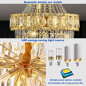 Lámpara de Techo Moderna de Lujo con Cristales, Lámpara Colgante LED Chapada en Oro <span class=keywords><strong>para</strong></span> <span class=keywords><strong>Comedor</strong></span> - Product Image 6