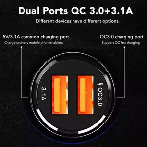 Cargador de Coche USB de Doble Puerto QC 3.0, Adaptador de Carga Rápida de 18 W, Mini Portátil 2USB para iPhone, Teléfono Móvil - Product Image 2