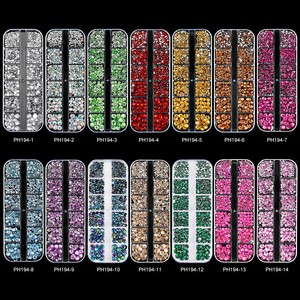 กล่องอุปกรณ์ตกแต่งเล็บ 12 ช่อง แบบ 3 มิติ สีชมพูทอง ประดับด้วยอัญมณีเล็บแบบแบน ขนาด 3 มม. ทำจากเซรามิกเรซิ่น รูปทรงแฟชั่น - Product Image 2