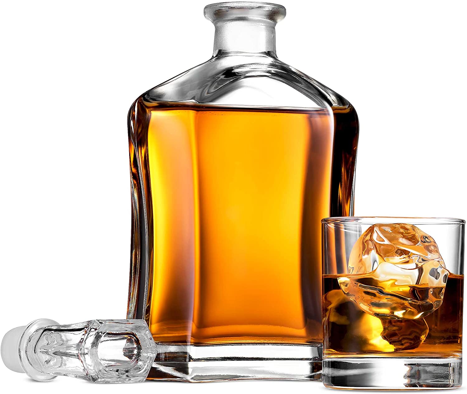 Glass Decanter with Airtight Geometric Stopper Whiskey Decanter