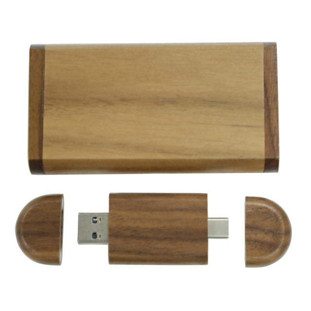 Custom Logo Wooden USB-C OTG Flash Drive 2.0 8GB 16GB 32GB USB a to USB c Pendrive Mobile Phone Type C USB Memory Stick
