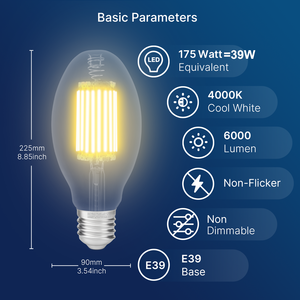 ED28 ED39 Farola Bombilla <span class=keywords><strong>Led</strong></span> 110V 39W 6000LM 4000K Alumbrado público comercial Bombillas de filamento <span class=keywords><strong>Led</strong></span> para exteriores con ETL - Product Image 2