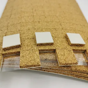 Eco Friendly Cork Pads 25*25*3+1MM Cork Separator PadS For Glass Shipping And Packaging Anti-collision Cork With Cling Foam