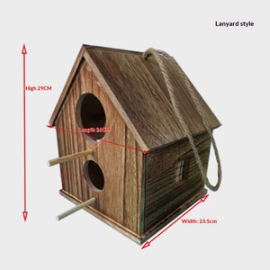 Caja de madera circular para búhos con orificio de entrada, para exteriores, con tornillos de montaje y virutas de madera, casa para mascotas - Product Image 1