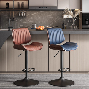 Silla giratoria moderna <span class=keywords><strong>de</strong></span> cuero <span class=keywords><strong>de</strong></span> madera maciza <span class=keywords><strong>de</strong></span> lujo ligera específica <span class=keywords><strong>de</strong></span> la <span class=keywords><strong>isla</strong></span> <span class=keywords><strong>para</strong></span> el hogar, <span class=keywords><strong>taburete</strong></span> <span class=keywords><strong>de</strong></span> bar <span class=keywords><strong>de</strong></span> fácil elevación con respaldo alto <span class=keywords><strong>para</strong></span> Cocina - Product Image 4
