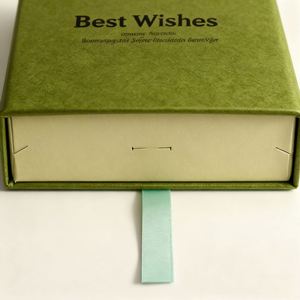HB Luxury Brand Flap Jewelry Boxes 9.5x9.3x3.5cm <b>Ribbon</b> Cardboard Foil Logo Rigid 2mm <b>Thick</b> UV Embossing Stamping Eco-Friendly - Product Image 2