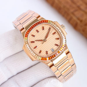 Montre haut de gamme personnalisée recommandée par le patron, avec lunette sertie de pierres précieuses, en acier inoxydable or rose, pour événements privés - Product Image 2