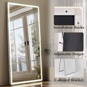 Treo tường, sàn đứng gương, sàn đứng gương freestanding vòm đầy đủ cơ thể gương với đứng cho phòng ngủ, - Product Image 1