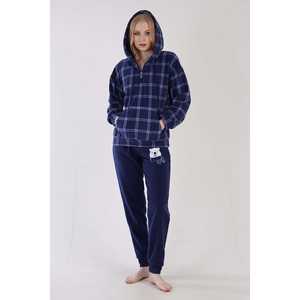 Ensemble de pyjama polaire à manches longues pour femme avec capuche, épaules tombantes, demi-zip, poches kangourou et poches à revers - Product Image 3
