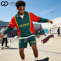 Ensemble short et veste coupe-vent demi-zippée en nylon à séchage rapide pour homme, survêtement d'été pour homme, design color block