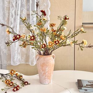 Bouquet de chrysanthèmes artificiels Yasunobu, orange, rouge, marron, blanc, en soie, décoration d'automne, décoration de table de salon - Product Image 1