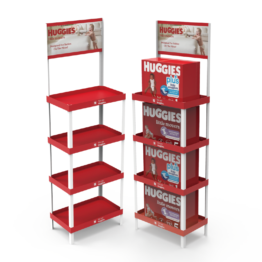Customized PVC Laminate Light Duty Baby Diaper Display Stand & Supermarket Racks for Baby Products Stores — view 1