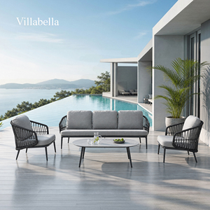 Ensemble de salon de jardin en rotin PE <span class=keywords><strong>Villabella</strong></span>, ensemble de meubles de patio en aluminium thermolaqué avec table basse, meubles d'hôtel - Product Image 1
