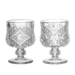 Wholesale Supplier Custom Vintage Embossed Pattern Creative Mini Liquor Shot Glasses Cups