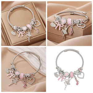 Pulseras de Acero Inoxidable de Moda al por Mayor, Elegantes y Sencillas, <span class=keywords><strong>con</strong></span> Diseño de Princesa de Diamantes de Lujo para Mujer - Product Image 4