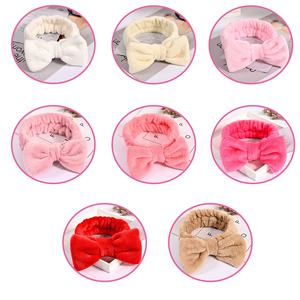 Diadema con lazo grande para mujer, banda para la cabeza de maquillaje Facial, envolturas para la cabeza de lana Coral, diadema de Spa para mujer, ducha, lavado de cara - Product Image 5