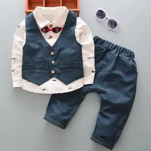 2020 बच्चे nowborn शिशु कपड़े लड़कों 'आकस्मिक बच्चों के वसंत बच्चों कपास शर्ट तीन-टुकड़ा सूट बच्चे लड़कों के कपड़े सेट
