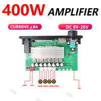 Placa Amplificadora de Plástico DC 8-26V 400W 4*100W con Decodificador MP3 BT5.0, USB/TF/FM/AUX, Compatible con Pantallas de 2-4 Pulgadas, Grabación de Llamadas, Audio para Auto y Hogar
