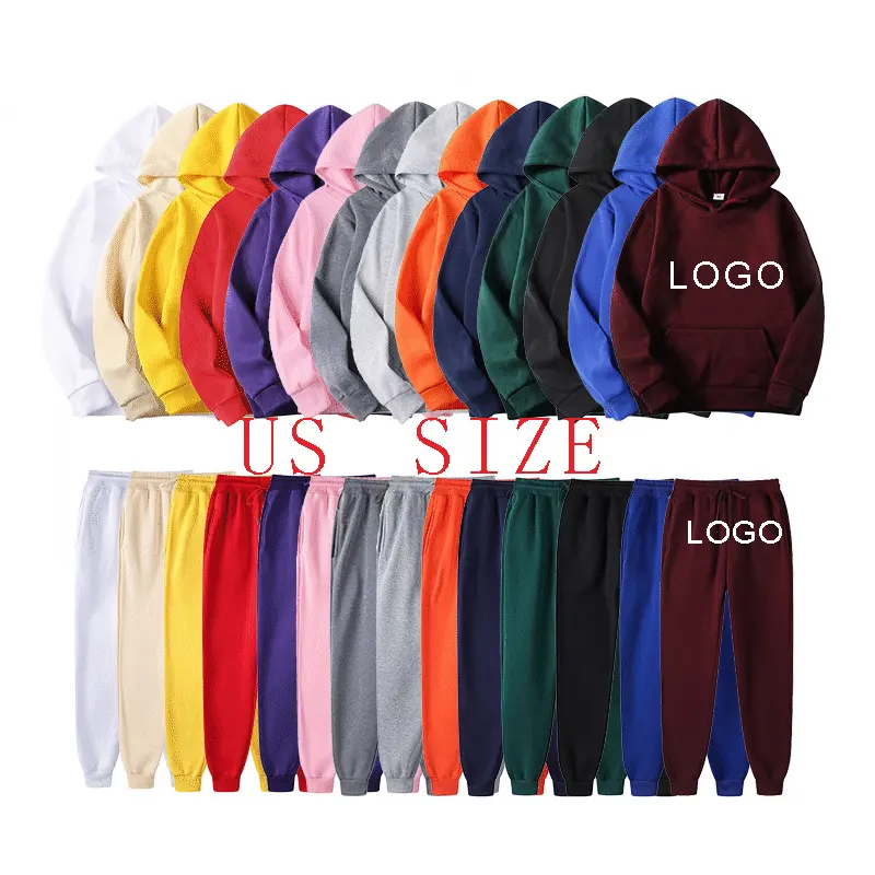 Hoge Kwaliteit Sublimatie Blanks Hoodie Set 100% Polyester Custom Design Joggingbroek En Hoodie Set Voor Mannen