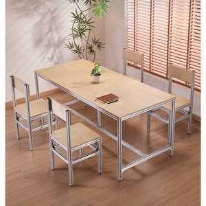 Aluminum Extruded Birch Wood Conference <b>Table</b> 180Cm Long <b>Office</b> Meeting Desk Workbench Computer <b>Table</b> - Product Image 1