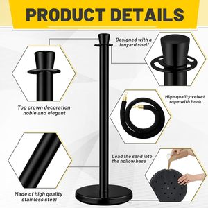 Poteaux et cordes robustes pour tapis rouge, poteaux en acier faciles à assembler pour un contrôle efficace de la foule lors d'événements et de fêtes - Product Image 2