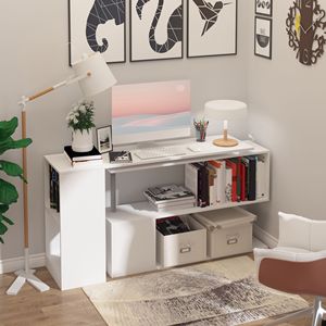 Moderno blanco DB 55 "360 esquina giratoria Escritorio de ordenador en forma de L estantes de almacenamiento de 3 niveles estantería hogar Oficina estación de trabajo Escritorio de PC - Product Image 6