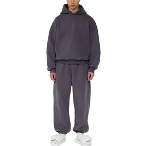 Setelan Olahraga Sporty Kustom Katun Poliester Fleece Tebal Celana Panjang dan Hoodie dengan Manset Bordir Streetwear Sweatsuits - Product Image 3