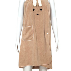 Conjunto de Bata de Baño con Orejas de Conejo Xinshang, Color Morado, para Adultos, de Forro Polar de Poliéster, de Secado Rápido, para Uso Doméstico - Product Image 5