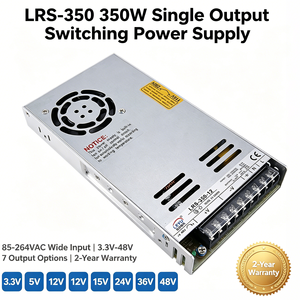 LRS-350 ซีรีส์ 350W แหล่งจ่ายไฟแบบสวิตชิ่งในตัว 3.3V/4.2V/5V/12V/15V/24V/36V/48V ช่องจ่ายไฟเดี่ยว พัดลมในตัว ขนาดบาง 30 มม. <span class=keywords><strong>1U</strong></span> - Product Image 2