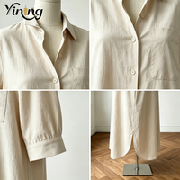 Fabricant de vêtements ODM/OEM, vente en gros, robes chemises décontractées élégantes en coton et lin, mi-longues, boutonnées, sur mesure, pour femmes