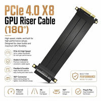 Cable Riser para Tarjeta Gráfica PCIe 4.0 X8 para Estación de Trabajo de PC, Cable de Extensión de 180 Grados, 64 Gbps de Alta Velocidad, Blindado, Flexible y Recto