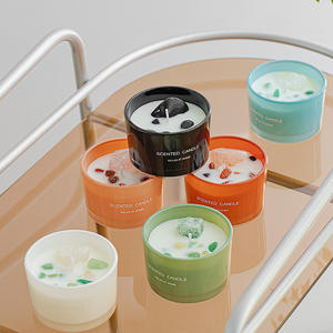 सोया मोम आवश्यक तेलों के साथ कपास बाती Aromatherapy मोमबत्तियाँ हीलिंग कण आध्यात्मिक उपहार के लिए महिलाओं ध्यान ग्लास मोमबत्ती - Product Image 6